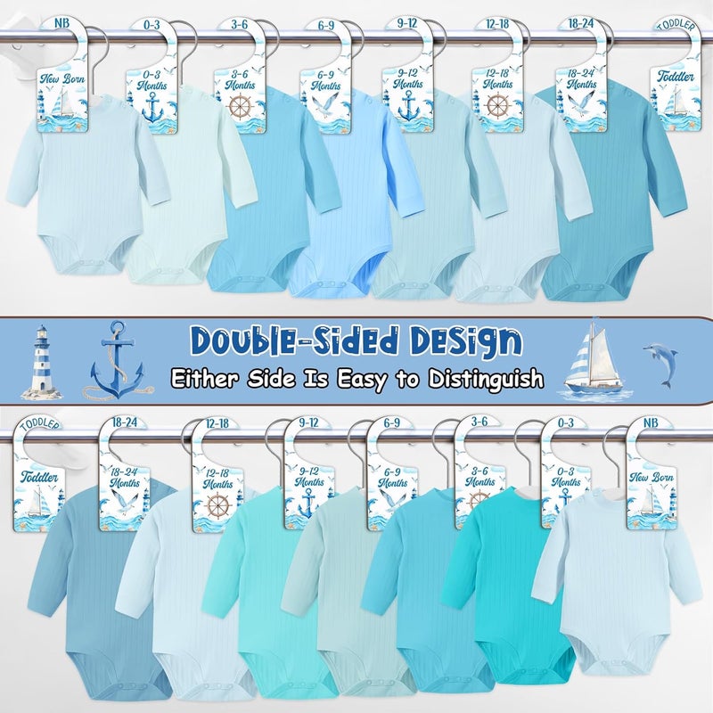 CORNER LACE Baby Closet Dividers 8PCS, Nautical Themed Wooden Double-Sided Clothes Size Hanger/Organizer from Newborn to Toddler for Nursery Decor Baby Shower Birthday Gender Reveal Party Gift - Image 2